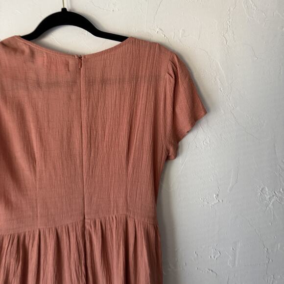 Showpo Dress Festival Small Pink Mauve Boho Flutter Sleeve Lace Up Mini Casual - Picture 9 of 10